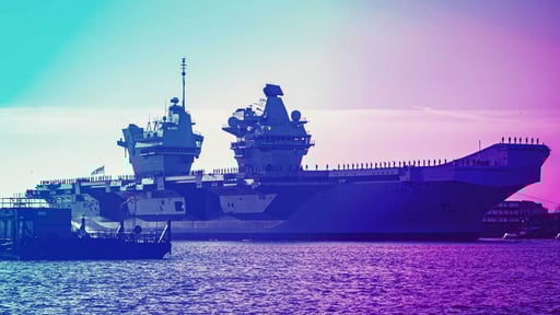 Large defence boat at sea